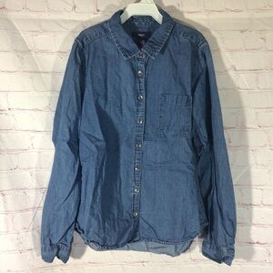 GAP Blue Denim Chambray Button Down Shirt - Size XXL